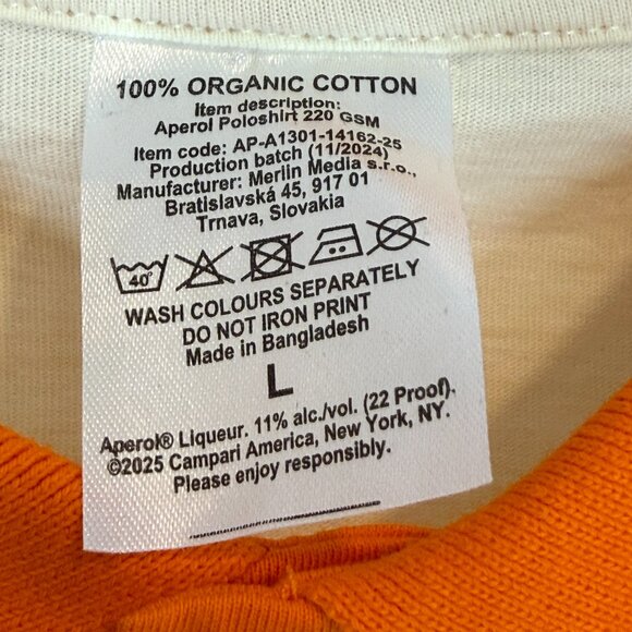 Official 2025 US Open Aperol Spritz Polo Shirt Orange White Promo Tennis Large - Picture 5 of 6